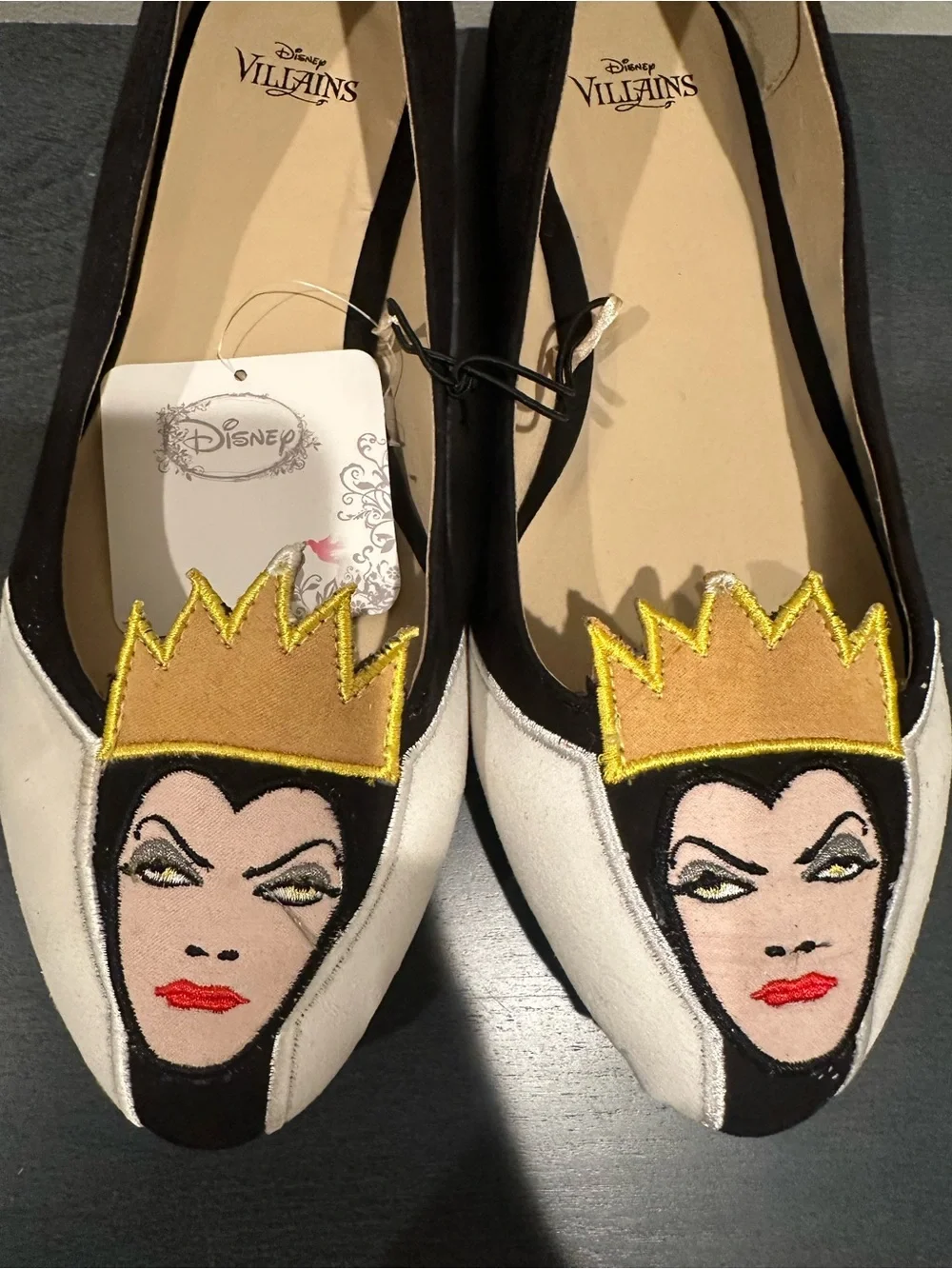 Disney Ivory, Black & Gold Evil Queen Embroidered Ballet Flats